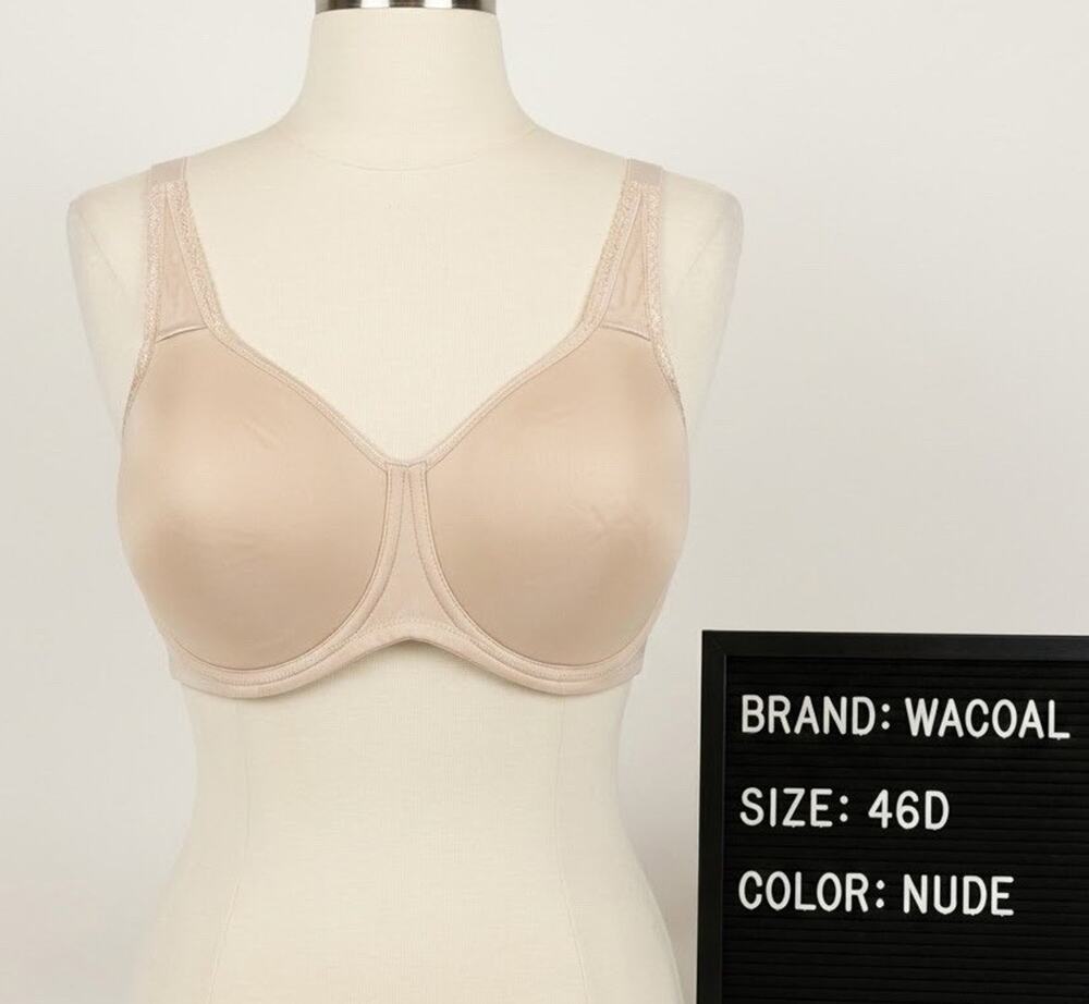 Wacoal Awareness Full Figure Underwire Bra 46D Nude Beige Seamless 853192